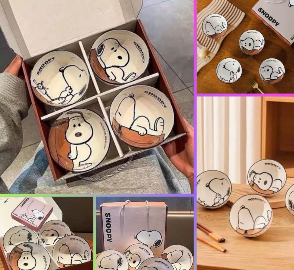 Set de tazones en caja snoopy
